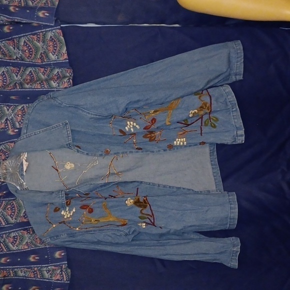 Adorable Stitched Monkey Design Blue Jean Jacket - Small - Picture 7 of 10